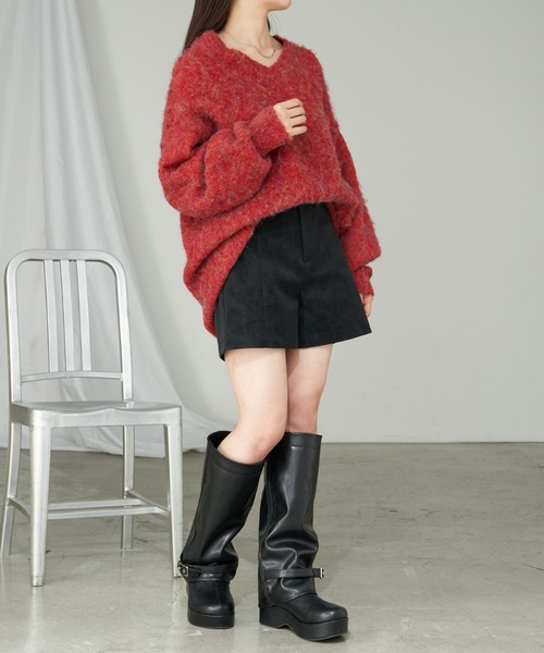 RAY CASSIN（レイカズン）の「【前後2way】Vネックシャギーニット（ニット/セーター・レディース・ライトベージュ/ブラウン/レッド・FREE）」の20枚目の写真