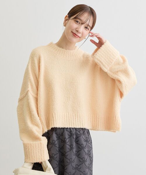 Petit fleur（プチフルール）の「・Petit Fleur ブークレワイドニット（ニット/セーター・レディース・オフホワイト/ブルー/イエロー/ライトグレー/ピンク・FREE）」の13枚目の写真