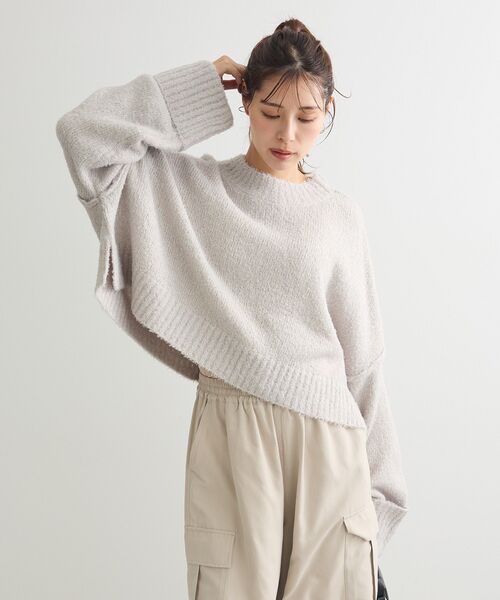 Petit fleur（プチフルール）の「・Petit Fleur ブークレワイドニット（ニット/セーター・レディース・オフホワイト/ブルー/イエロー/ライトグレー/ピンク・FREE）」の20枚目の写真