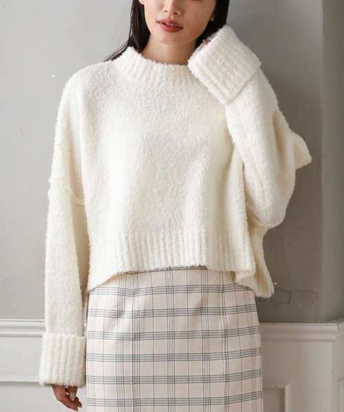 Petit fleur（プチフルール）の「・Petit Fleur ブークレワイドニット（ニット/セーター・レディース・オフホワイト/ブルー/イエロー/ライトグレー/ピンク・FREE）」の2枚目の写真