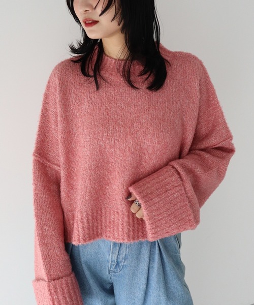 Petit fleur（プチフルール）の「・Petit Fleur ブークレワイドニット（ニット/セーター・レディース・オフホワイト/ブルー/イエロー/ライトグレー/ピンク・FREE）」の7枚目の写真