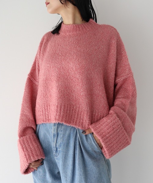 Petit fleur（プチフルール）の「・Petit Fleur ブークレワイドニット（ニット/セーター・レディース・オフホワイト/ブルー/イエロー/ライトグレー/ピンク・FREE）」の8枚目の写真