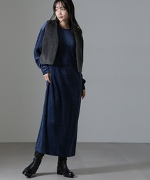 ナノユニバース　ワンピース　ドレス　ベロア　ベルベット　上品　大人ワンピ 前後2wayサロペットワンピース｜ナノ_ユニバースのアウトレット
