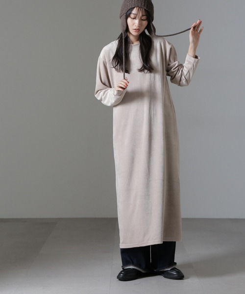 セール】ベロアカットマキシワンピース（ワンピース）｜NANO universe