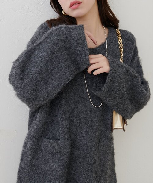 natural couture(ナチュラルクチュール)の「【WEB限定】Vネックニットプルオーバー(ニット/セーター・レディース・ピンク/モカ/チャコールグレー/ライトベージュ・FREE)」の2枚目の写真
