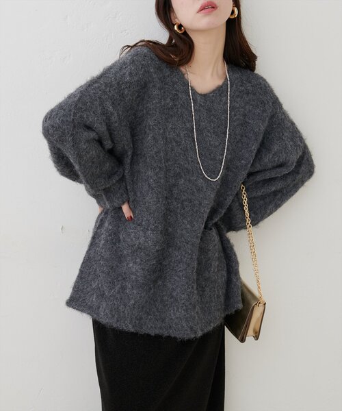 natural couture(ナチュラルクチュール)の「【WEB限定】Vネックニットプルオーバー(ニット/セーター・レディース・ピンク/モカ/チャコールグレー/ライトベージュ・FREE)」の22枚目の写真