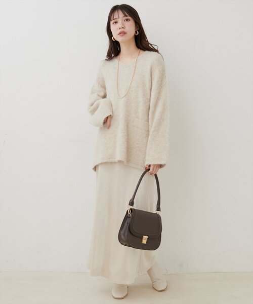 natural couture(ナチュラルクチュール)の「【WEB限定】Vネックニットプルオーバー(ニット/セーター・レディース・ピンク/モカ/チャコールグレー/ライトベージュ・FREE)」の8枚目の写真