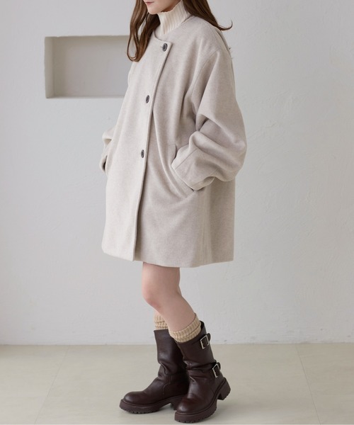 美品★ジャーナルスタンダードレサージュ コクーンミドルコート ベージュ Fサイズ セール】【apres jour clair】コクーンスリーブミドルコート（ノー