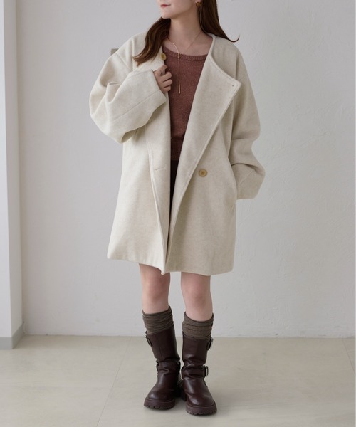 apres jour clair コクーンスリーブミドルコート アイボリー　XL apres jour clair コクーンスリーブミドルコート アイボリー XL