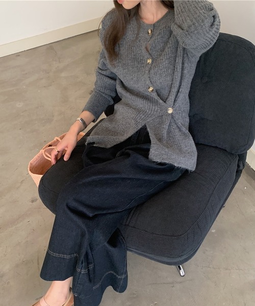 VitaFelice(ヴィータフェリーチェ)の「サイドツイスト 2WAY ボタンカーディガン(カーディガン/ボレロ・レディース・ブラウン/オートミール/グレー・FREE)」の8枚目の写真