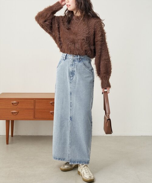 natural couture(ナチュラルクチュール)の「デニムストレートスカート(スカート・レディース・インディゴブルー/ブルー/ブラック・FREE)」の15枚目の写真