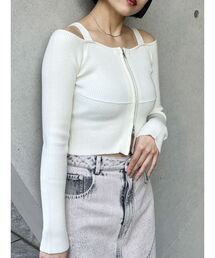 MURUA | ショルダーストラップダブルZIPニット(ニット/セーター)