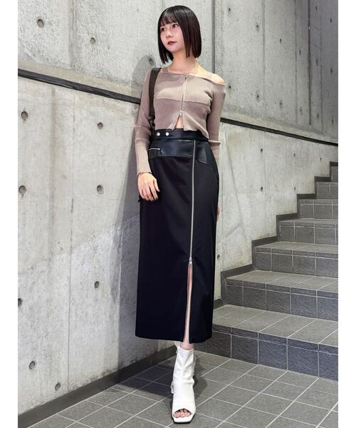 MURUA（ムルーア）の「ショルダーストラップダブルZIPニット（ニット/セーター・レディース・ブラック/ライトブルー/ホワイト/ベージュ・FREE）」の15枚目の写真