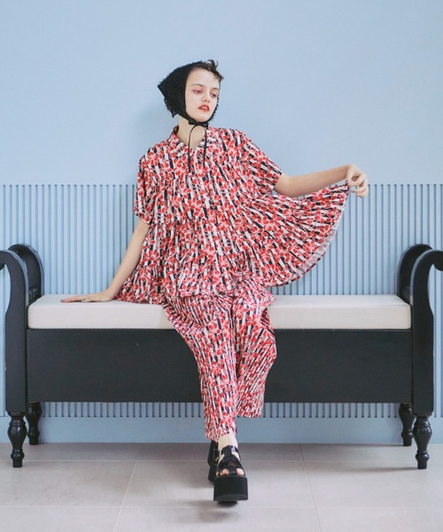 manana suerte（マニャーナスエルテ）の「オリジナルプリントティアードブラウス（シャツ/ブラウス・レディース・ブルー/レッド・FREE）」の4枚目の写真