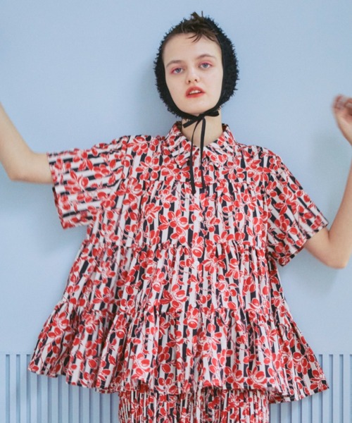 manana suerte（マニャーナスエルテ）の「オリジナルプリントティアードブラウス（シャツ/ブラウス・レディース・ブルー/レッド・FREE）」の5枚目の写真