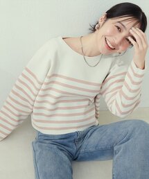 【WEB限定】ボーダージャガード長袖プルオーバー