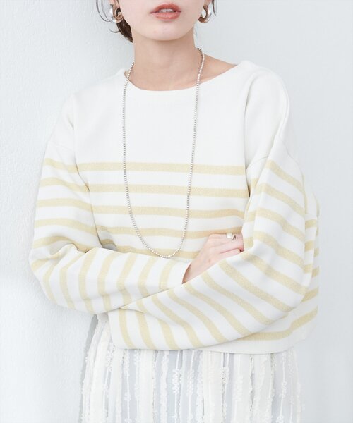 natural couture（ナチュラルクチュール）の「【WEB限定】ボーダージャガード長袖プルオーバー（ニット/セーター・レディース・ピンク/イエロー/ネイビー/グレー・FREE）」の10枚目の写真