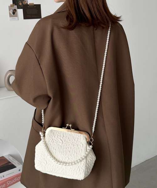 セール】2wayがま口パールチェーンパーティーバッグ（クラッチバッグ