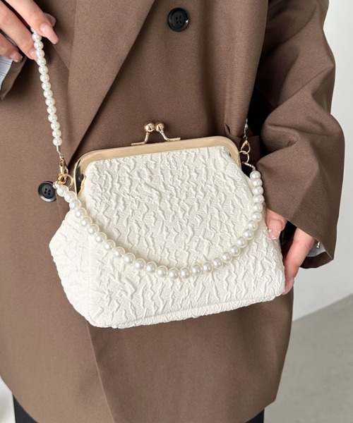 セール】2wayがま口パールチェーンパーティーバッグ（クラッチバッグ