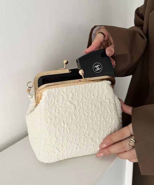 セール】2wayがま口パールチェーンパーティーバッグ（クラッチバッグ