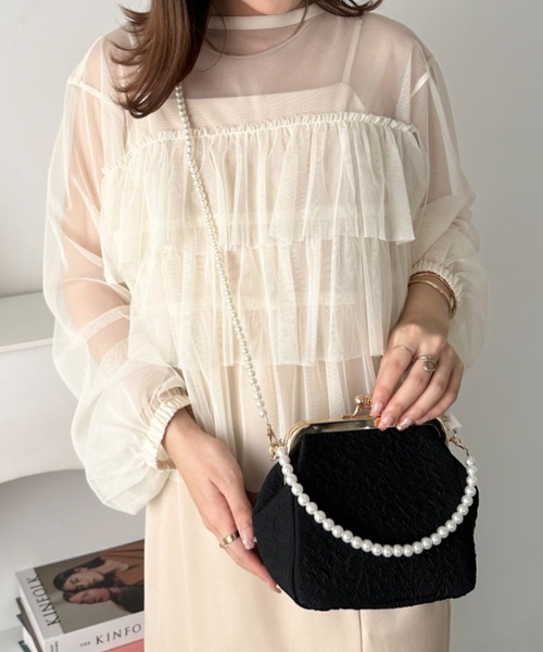セール】2wayがま口パールチェーンパーティーバッグ（クラッチバッグ