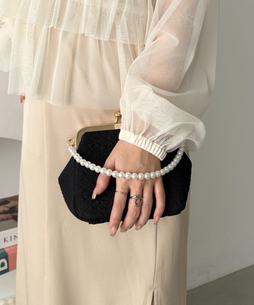 セール】2wayがま口パールチェーンパーティーバッグ（クラッチバッグ