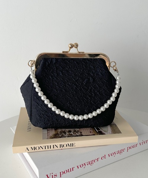 非売品　ノベルティ　バッグ　パールチェーン　ラスト1点 セール】2wayがま口パールチェーンパーティーバッグ（クラッチバッグ