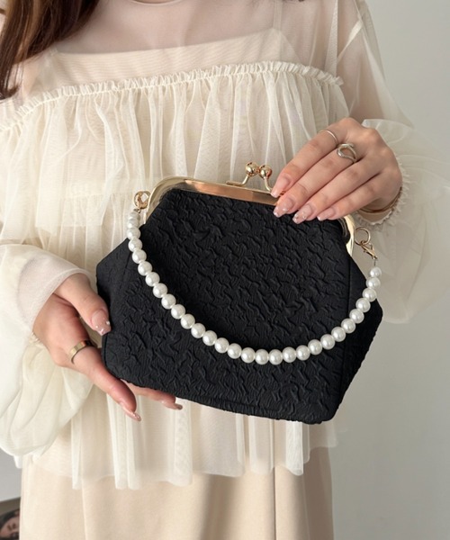 セール】2wayがま口パールチェーンパーティーバッグ（クラッチバッグ