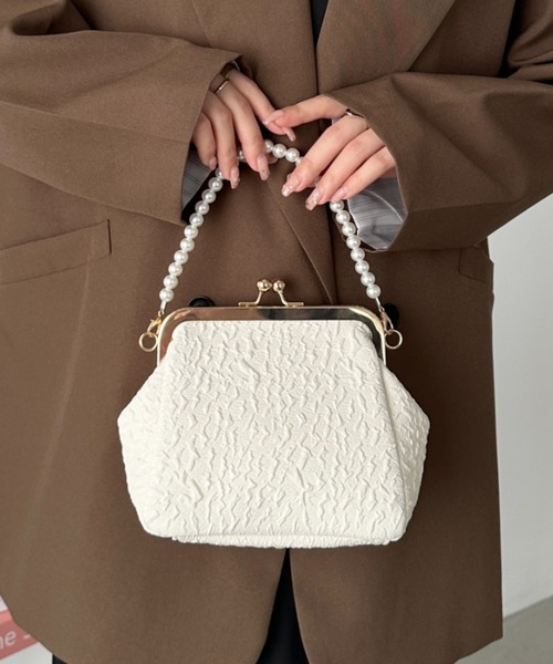 セール】2wayがま口パールチェーンパーティーバッグ（クラッチバッグ