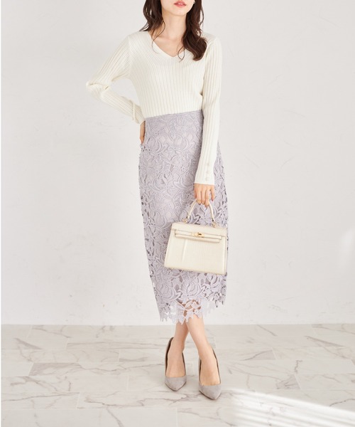 tocco closet(トッコ クローゼット)の「袖口パール付きVネックリブニットプルオーバー(ニット/セーター・レディース・ミント/ラベンダー/オフホワイト/グレイッシュブルー/ブラック・M)」の14枚目の写真