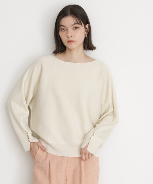 THE SHOP TK （ザ ショップ ティーケー ）の「ドルマン袖釦ニット【洗濯機OK】（ニット/セーター・レディース・ピンク/スミクロ/ライトグリーン/ナチュラル・12/13）」の3枚目の写真