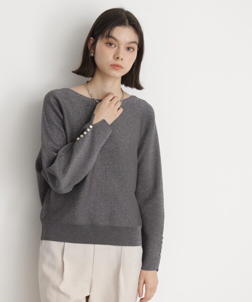 THE SHOP TK （ザ ショップ ティーケー ）の「ドルマン袖釦ニット【洗濯機OK】（ニット/セーター・レディース・ピンク/スミクロ/ライトグリーン/ナチュラル・12/13）」の2枚目の写真