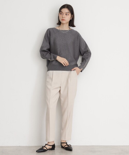 THE SHOP TK （ザ ショップ ティーケー ）の「ドルマン袖釦ニット【洗濯機OK】（ニット/セーター・レディース・ピンク/スミクロ/ライトグリーン/ナチュラル・12/13）」の5枚目の写真