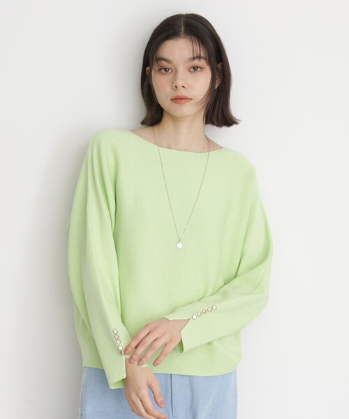 THE SHOP TK （ザ ショップ ティーケー ）の「ドルマン袖釦ニット【洗濯機OK】（ニット/セーター・レディース・ピンク/スミクロ/ライトグリーン/ナチュラル・12/13）」の11枚目の写真