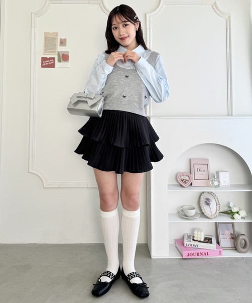 Loueme（ルエム）の「プリーツフリルスカート（スカート・レディース・ホワイト/ブラック/ピンク・M）」の5枚目の写真