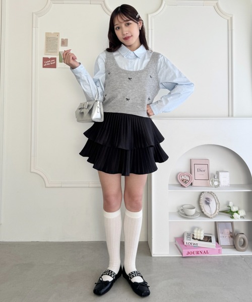 Loueme（ルエム）の「プリーツフリルスカート（スカート・レディース・ホワイト/ブラック/ピンク・M）」の4枚目の写真