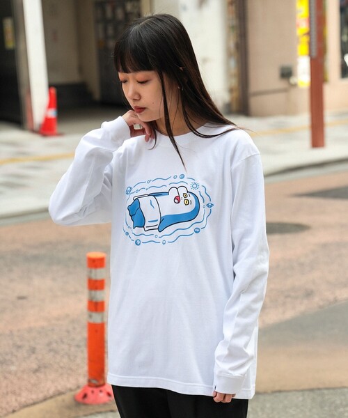 tシャツ イルカのイルカくん × SAUNAS / サウピー Long Sleeve Tee Shirt レディース メンズ イルカのイルカくん × SAUNAS / サウピー Long Sleeve Tee Shirt