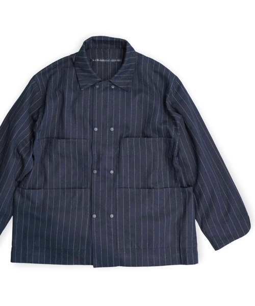 my beautiful landlet（マイビューティフルランドレット）の「【my beautiful landlet】 DOBBY STRIPE / HERRINGBONE COVERALL JACKET（カバーオール・メンズ・ライトグレー/ブラック・1/0）」の6枚目の写真