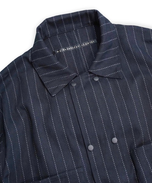 my beautiful landlet（マイビューティフルランドレット）の「【my beautiful landlet】 DOBBY STRIPE / HERRINGBONE COVERALL JACKET（カバーオール・メンズ・ライトグレー/ブラック・1/0）」の7枚目の写真