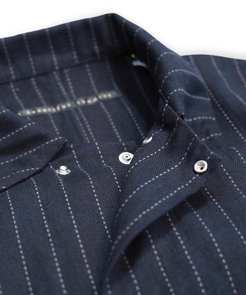 my beautiful landlet（マイビューティフルランドレット）の「【my beautiful landlet】 DOBBY STRIPE / HERRINGBONE COVERALL JACKET（カバーオール・メンズ・ライトグレー/ブラック・1/0）」の8枚目の写真