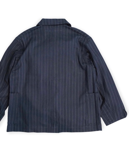 my beautiful landlet（マイビューティフルランドレット）の「【my beautiful landlet】 DOBBY STRIPE / HERRINGBONE COVERALL JACKET（カバーオール・メンズ・ライトグレー/ブラック・1/0）」の11枚目の写真