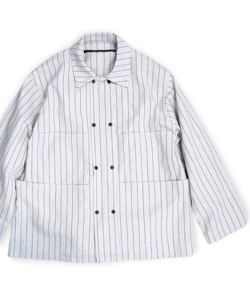 my beautiful landlet（マイビューティフルランドレット）の「【my beautiful landlet】 DOBBY STRIPE / HERRINGBONE COVERALL JACKET（カバーオール・メンズ・ライトグレー/ブラック・1/0）」の14枚目の写真