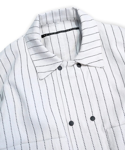 my beautiful landlet（マイビューティフルランドレット）の「【my beautiful landlet】 DOBBY STRIPE / HERRINGBONE COVERALL JACKET（カバーオール・メンズ・ライトグレー/ブラック・1/0）」の15枚目の写真