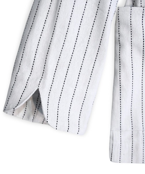 my beautiful landlet（マイビューティフルランドレット）の「【my beautiful landlet】 DOBBY STRIPE / HERRINGBONE COVERALL JACKET（カバーオール・メンズ・ライトグレー/ブラック・1/0）」の18枚目の写真