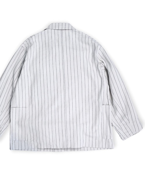 my beautiful landlet（マイビューティフルランドレット）の「【my beautiful landlet】 DOBBY STRIPE / HERRINGBONE COVERALL JACKET（カバーオール・メンズ・ライトグレー/ブラック・1/0）」の19枚目の写真