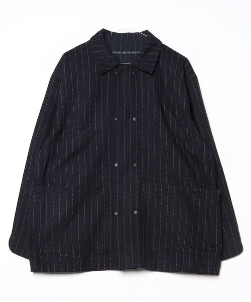 my beautiful landlet（マイビューティフルランドレット）の「【my beautiful landlet】 DOBBY STRIPE / HERRINGBONE COVERALL JACKET（カバーオール・メンズ・ライトグレー/ブラック・1/0）」の20枚目の写真