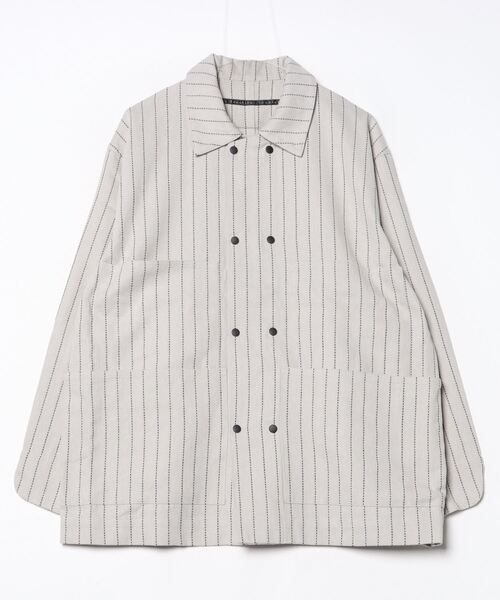 my beautiful landlet（マイビューティフルランドレット）の「【my beautiful landlet】 DOBBY STRIPE / HERRINGBONE COVERALL JACKET（カバーオール・メンズ・ライトグレー/ブラック・1/0）」の21枚目の写真