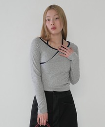 【 cunii 】配色 バイカラー レイヤード ロングスリーブTシャツ
