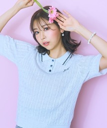 marun | ＜大きいサイズ＞リボン刺しゅうポロニットmarun(ニット/セーター)