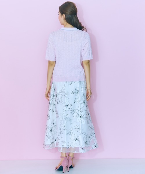 marun（マルン）の「＜大きいサイズ＞リボン刺しゅうポロニットmarun（ニット/セーター・レディース・ピンク/オフホワイト・5L/4L/3L/LL/L）」の12枚目の写真